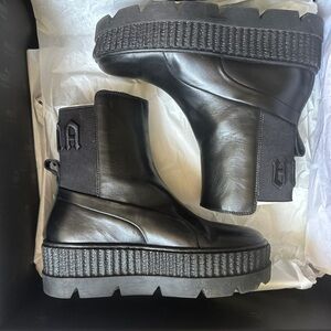 Puma  5.5 by Rihanna Black Leather Ankle Boots
